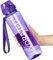OLDLEY 1L Sports Water Bottle with Straw, Tritan 1 Litre Motivational Drink Bottle, BPA Free Leakproof Transparent Water Bottle with Time Marker for Cycling, School, Gym, Outdoor (Deep Purple)