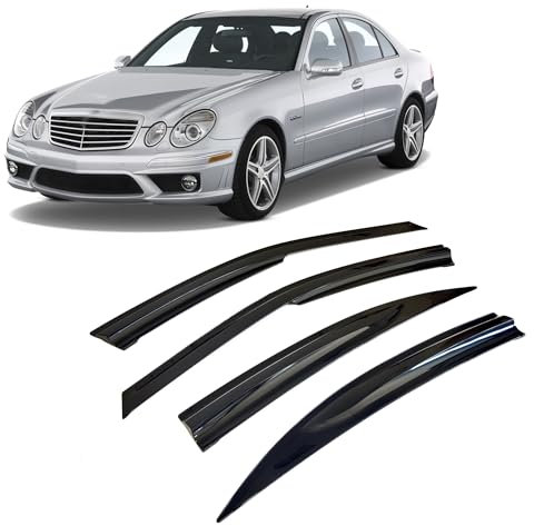 CarJoy Windabweiser Luftabweiser Regenabweiser Seitenfensterabweiser Kompatibel mit Mercedes Benz W211 2002-2009 Autofenster Regenschutz Regenabweiser Anklebbare Deflektoren 4 Stück