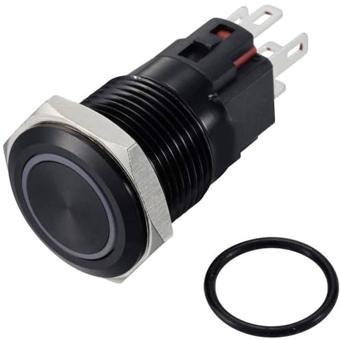 TRU COMPONENTS TC-12647448 Druckschalter 250 V/AC 3 A 1 x Aus/(Ein) IP65 Rot rastend Aluminium, eloxiert 1 St.