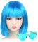iZoeL Bob Perücke Kurze Bob wig Damen Hellblau Haar Perücken Gerade mit Flach Pony 80er 70er Jahre Perücke Brille Karneval Fasching Cosplay Perücke