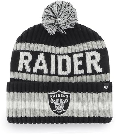 '47 NFL Las Vegas Raiders Unisex Bering Bobble Winter Hat, Team Logo, Farbe Schwarz