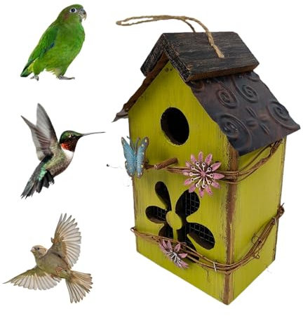 Casetta Per Uccelli All'aperto, Casette Per Uccelli In Legno | Simpatica Casetta Per Uccelli Da Esterno In Legno Da Appendere,Decorazione Da Giardino Decorativa, Gabbia Per Uccelli Multifunzionale Pro