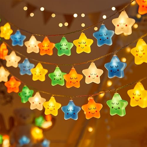 Stern Lichterkette,Lichterkette Kinderzimmer,Led Lichterkette Batteriebetrieben,LED Lichterkette Stern Design,Lichterkette Innen Außen für Garten Hochzeits Zimmer Deko
