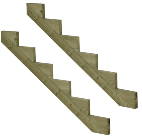 Vinuovo - 2er Set Treppenwange 6 Stufen aus KDI Holz für Gartentreppen-Höhe 102cm - Tiefe 150cm