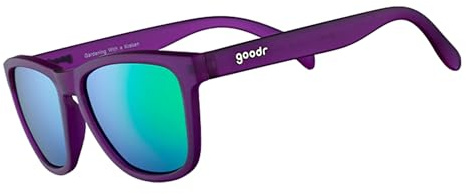 goodr Gardening with a Kraken Polarised Sunglasses for Men & Women, Medium Sized (OG), Dark Purple Translucent Lens with Light Green Mirrored Reflective Lens, UV400 Protection, No Slip, No Bounce