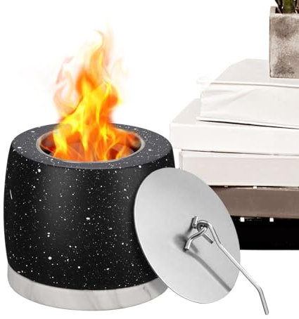 Tischkamin für den Innenbereich, Tischfeuerstelle | Kleine Feuerstelle,Feuerschale, Feuerstelle für den Innenbereich, Tischfeuerstelle aus Beton, Lange Brenndauer, tragbar für drinnen und draußen