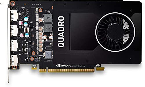 PNY Nvidia Quadro P2200 5GB GDDR5X Single-Slot Graphics Card – 1280 CUDA Cores, 3.82 TFLOPS, 160bit, 200.2GB/s, 4x DisplayPort 1.4, 75W Power Consumption, PCI Express 3.0 x16 (New)(Renewed)