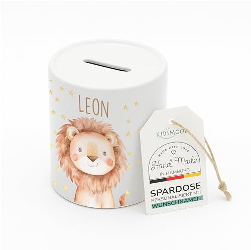 KIDSMOOD – personalisierte Spardose mit Namen – Keramik Sparschwein zum Geld sparen – Spardose Kinder als Geschenke für Mädchen & Jungen zur Taufe, zum Geburtstag & Einschulung [8x9,5 cm]