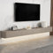 YINXSLO Floating tv unit Multifunctional Tv cabinet Wooden floating tv shelf for living room Wall Mounted Tv unit with storage for living room and bedroom (Khaki, 140cm/55in)