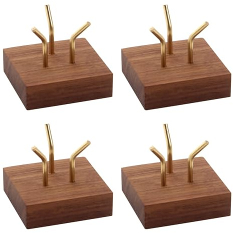 Yoeruers 4 PCS Display Stand Walnut Base Crystal Display Holder for Fossil Coral Geodes Rock Mineral Small Collectibles