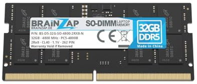 BRAINZAP Memoria RAM da 32 GB DDR5 SO-DIMM PC5-4800B 2Rx8 4800 MHz PC5-38400S 1.1V CL40 Notebook Laptop