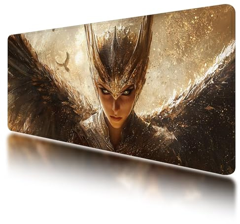 Gaming Mauspad XXL 900 x 400 mm, Mauspad Braun mit Vernähte Kanten, Mousepad Wasserdicht und rutschfeste, Schreibtischunterlage Anime für Büro Zubehör, Verbessert Präzision und Geschwindigkeit, -815