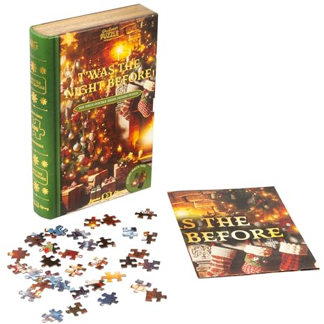 Professor Puzzle T'was The Night Before Jigsaw Library Puzzle | 500-Piece Double-Sided Jigsaw in Book-Style Box | Two Charming Christmas Images | Great Gift for Adults & Families