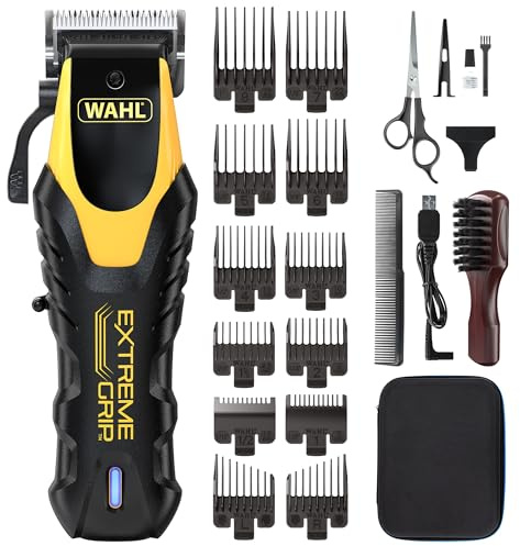 Wahl Extreme Grip Cordless Men's Hair Clipper, Non-Slip Shockproof Sleeve | Practically indestructible, shock-proof housing, taper lever, Secure Fit attachment combs, USB-C, 120 minute runtime