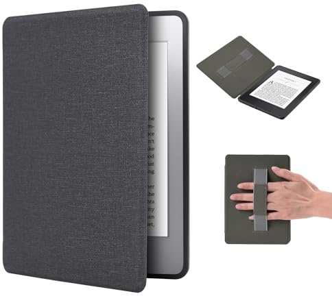 Custodia per Kindle Paperwhite 2018 10° (numero di modello: PQ94WIF), custodia intelligente da 6 pollici con cinturino da polso e funzione di spegnimento automatico, (nero)