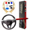 Tevlaphee Blocca Sterzo per Auto Antifurto di Bloccaggio Dispositivi Serratura dello Volante Universale Antifurto immobilizzatore con 3 Chiavi Bloccasterzo (Rosso)