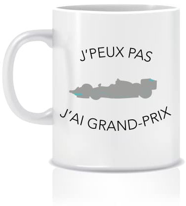 Mug Ceramique - Spécial Passionnés - Jpeux pas j'ai Grand Prix (Gris/Bleu)