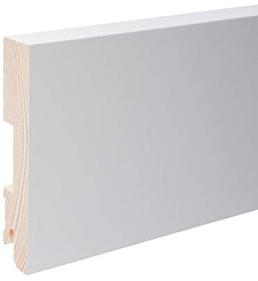 Plinthe en bois véritable carré 100 x 20 x 2.400 mm opaque blanc laqué