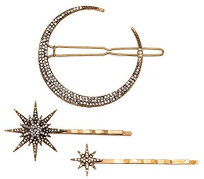 Frcolor 3pcs Vintage Haarnadel Strass Mond Schneeflocke Star Haar Clip Bobby Pin Haarspange Haarschmuck für Frauen Mädchen