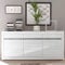 Lomadox Sideboard Weiss Hochglänzend modern mit Griffmulden in Betonoptik Breite: 217cm