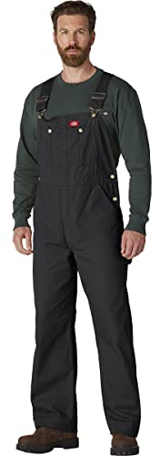 Dickies Mens Bib Overalls, Rinsed Black, 36W x 32L US