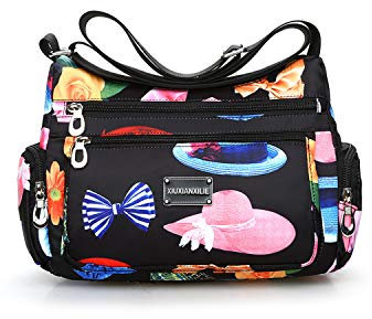NOTAG Sac Bandoulière Femme Léger Sac à Bandoulière Multi-Poches Sac à Main Imperméable Nylon pour Voyage (CM)