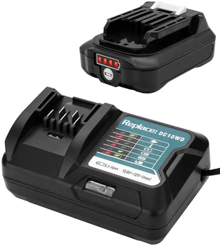 Ersetzen akku für makita 10.8V 12V BL1021B BL1041B 97339-1 197296-9 mit DC10WD Ladegerät für makita DF031D DF0331D TD110D JR103D JR105D DC10SB DC10WC BL1015 BL1016 [12V 2000mAh ]