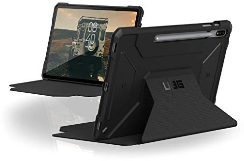 Urban Armor Gear Metropolis Copertura protettiva secondo lo standard militare per Samsung Galaxy Tab S7+ (5G + Wi-Fi) (12,4'') Cover - [compatibile S-Pen, Wake/Sleep, funzione stand-up] nero