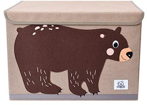 CLCROBD Faltbare große Spielzeugtruhe für Kinder, mit Klappdeckel, faltbarer Stofftier-Aufbewahrungskorb, Organizer/Box/Korb/Truhe für Kleinkinder, Kinder und Babyzimmer (Bär)