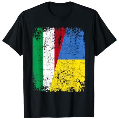 UCRAINA ITALIA Bandiera Amicizia Uomini Donne Bambini Maglietta