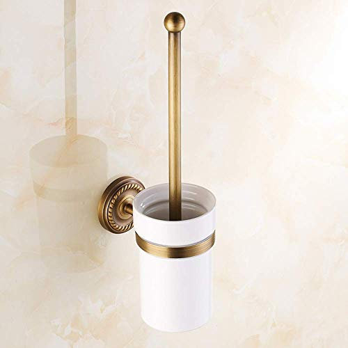 ZJZ Accueil Accessoires de Salle de Bain en Laiton Antique Porte-Brosse de Toilette, Porte-Brosse de WC Mural avec Tasse, décoration Design Vintage