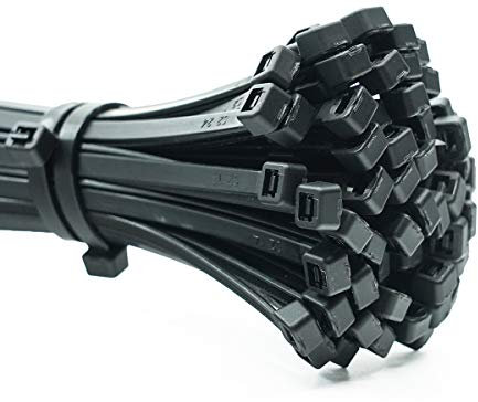 ERKO Fascette plastica nere 250 x 4,8 mm 100 pezzi di cablaggio professionali, resistente a UV, Resistente allatemperature, Resistenza alla rottura 23 kg, forte