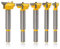 Mesee 5 Pieces Carbide Forstner Drill Bit Set, Hinge Hole Saw Cutter Wood Slabs Flat Wing Boring Drill Bits Auger Holes Opener Woodworking Tool