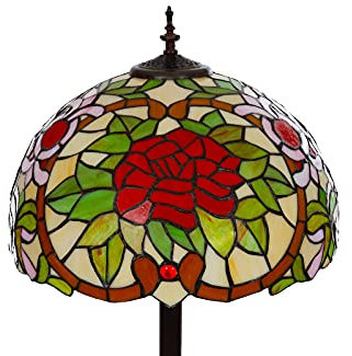 Birendy Stehlampe im Tiffany Style, Stehlampe, Dekorationslampe, Glaslampe, Leuchte, Stehleuchte, Stehlampe (Tiff 170 Rose)