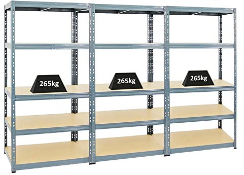 PROREGAL Mega Deal 3X Schwerlastregal Tiger Grau 180x90x60 cm mit Fachlast 265kg Garagenregal Kellerregal Werkstattregal Lagerregal Steckregal