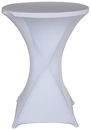 Highdi Housse de Table Haute Cocktail, Spandex Extensible Housse pour Table Haute Ronde pour, Mariage, Anniversaire, Fête, événement, Banquet, Décoration de la Maison (Blanc,60x110cm)