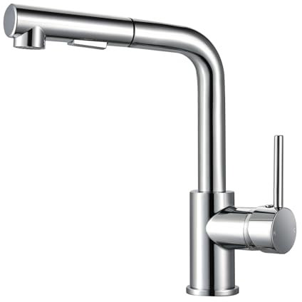 Peppermint Küchenarmaturen mit herausziehbarer Brause Chrom Einhebel-Spültischarmatur Modern 360° Schwenkbarer Auslauf Küchenarmatur mit herausziehbarem Schlauch