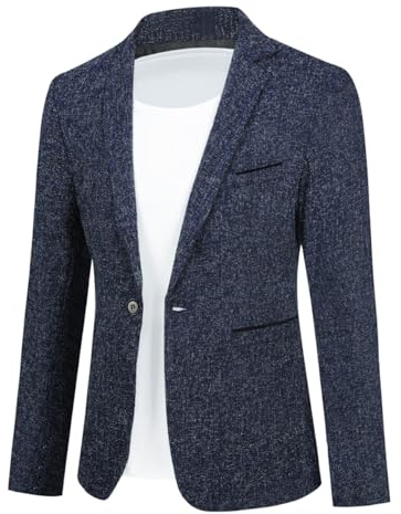 Allthemen Mens Casual 1 Button Blazer Slim Fit Suit Jacket | Mens Notch Collar Suit Blazer Business Casual Blazer Smart Lightweight Sport Suit Jacket for Wedding Formal Office