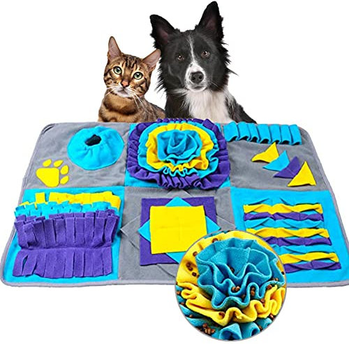 Xummi Schnüffelteppich Hund Waschbar, Hunde Intelligenzspielzeug, Faltbar Riechen rutschfest Schnüffelspielzeug Intelligenzspielzeug für Haustier Hunde Katzen (Blau Pfotenabdruck)