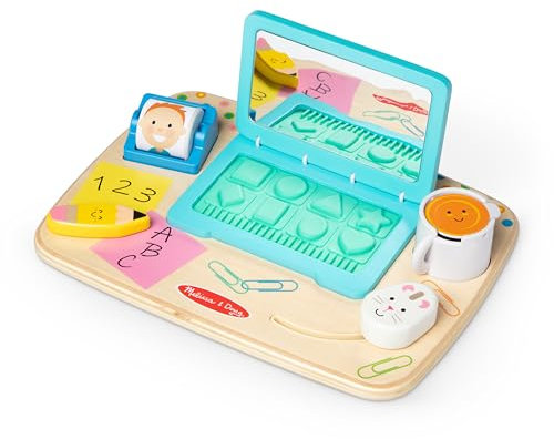 Melissa & Doug Work & Play Schreibtisch-Spielbrett aus Holz sensorisches Baby- und Kleinkindspielzeug - FSC zertifizierte