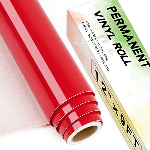 Lya Vinyl Dark Red Permanent Vinyl Roll, 12 x 9ft Self Adhesive Vinyl for Cricut, Silhouette Cameo, Red Vinyl for Party Decoration, Window Stickers, Home Decor
