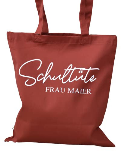 Geschenk Beutel Schultüte für Lehrer | personalisiert mit dem Namen | Lehrerin Geschenk Abschied | Bio-Baumwollbeutel | Abschiedsgeschenk Schule Grundschule