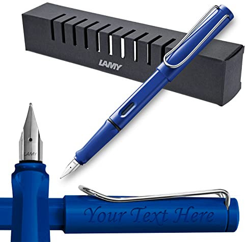 Lamy Safari Blue Fountain pen Engraved perfect for Gifts (Broad nib)