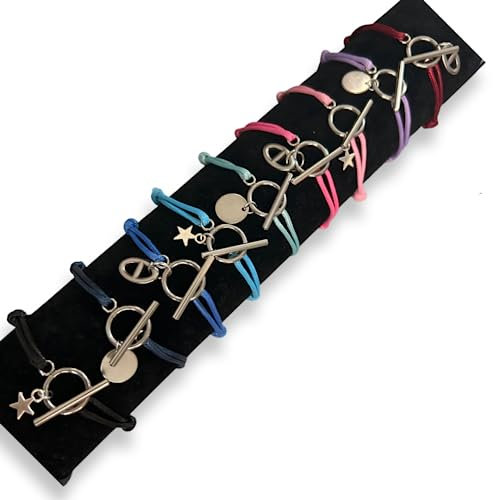 bracelet toggle fermoir à bascule - acier inoxydable fermoir or ou argent - 23 couleurs de fil possibles - taille femme homme enfant bébé - breloque ronde, étoile ou marine au choix