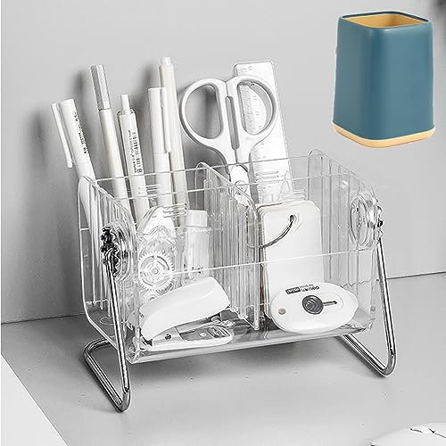 croselyu DIY Acrylic Pencil Organiser Pencil Holder Makeup Brush Pot Desktop Storage Dresser Remote Control (+Pen Holder)