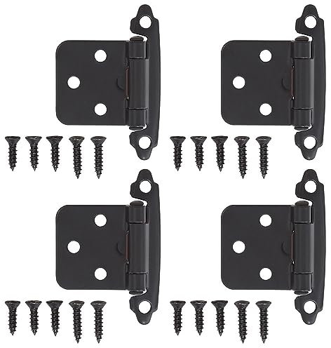 4 Pcs Self Closing Hinges Black Hinges Flush Cabinet Hinge with Screws Mini Hinges for Kitchen Bedroom Living Room Cabinet Door Window