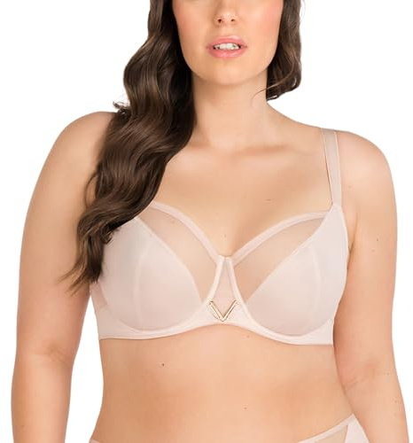 Gorsenia Dame Soft-BH Tüllnetz Träger Glatt K564 Vicky, Beige,75F