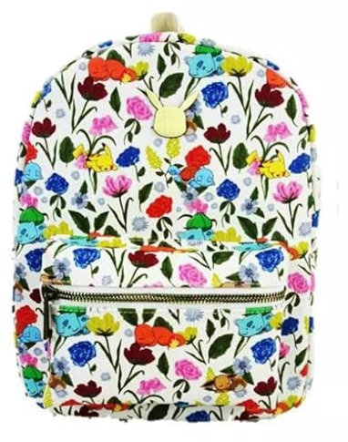 Bioworld Mini-Rucksack, Motiv: schlafender Pokemon, Blumendruck, 27,9 cm, Pikachu, Bulbasaur, Evoli, Charmander,, Mehrfarbig, Modern
