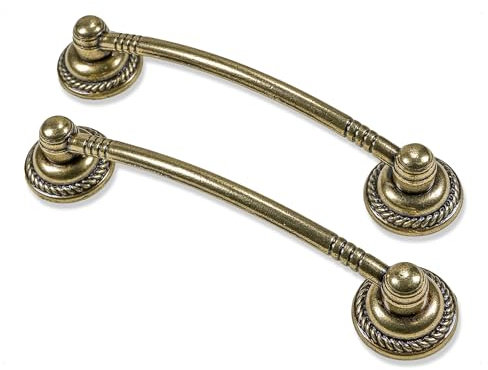 Mprofi MT 2 X Tiradores para Muebles-Manijas para Armarios de Cocina-Manijas para Armarios de Ropa-Manijas para Cómodas-Manijas de Cajón-Manijas Estilo Rústico de Color Dorado-Longitud de 96mm