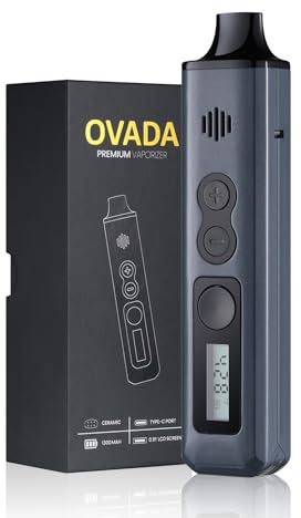 Vaporizer Verdampfer Kit mit Bildschirm | Keramik Kammer + USB-C Schnellladekabel | Handlich Tragbar + Großer Temperaturbereich | Temperaturregelung in °C und °F | Dampf Kräuter Dry Herb (Grau)